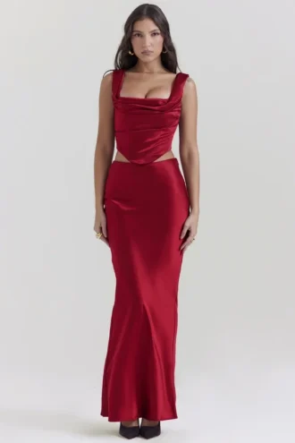 Sydel Ruby Satin Bias Cut Maxi Skjørt