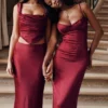 Sydel Ruby Satin Bias Cut Maxi Skjørt