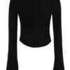 Sylvia svart ribbestrikket cardigan