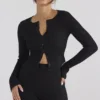 Sylvia svart ribbestrikket cardigan