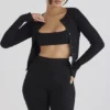 Sylvia svart ribbestrikket cardigan