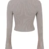 Sylvia Taupe ribbestrikket cardigan