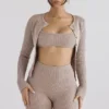Sylvia Taupe ribbestrikket cardigan
