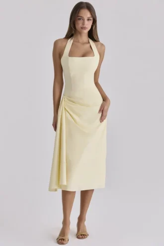 Tallulah Lemon halterneck-midikjole i bomull