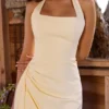 Tallulah Lemon halterneck-midikjole i bomull