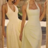 Tallulah Matcha Green Cotton Halter Neck Midi Kjoler