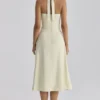 Tallulah Matcha Green Cotton Halter Neck Midi Kjoler