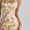 Tallulah Warm Rose Print Halter Neck Cotton Midi Kjole