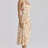 Tallulah Warm Rose Print Halter Neck Cotton Midi Kjole