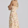 Tallulah Warm Rose Print Halter Neck Cotton Midi Kjole