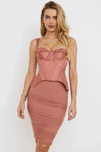 Talya Antique Rose korsetter-midikjole