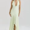 Tamara Pistachio Georgette drapert midikjole