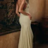 Tamara Pistachio Georgette drapert midikjole