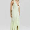 Tamara Pistachio Georgette drapert midikjole