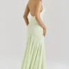 Tamara Pistachio Georgette drapert midikjole