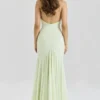 Tamara Pistachio Georgette drapert midikjole
