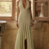 Tamara Pistachio Georgette drapert midikjole