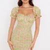 Tanaya Vintage blomstret minikjole med puffermmer