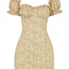 Tanaya Vintage blomstret minikjole med puffermmer