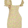 Tanaya Vintage blomstret minikjole med puffermmer