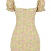 Tanaya Vintage blomstret minikjole med puffermmer