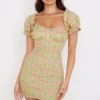 Tanaya Vintage blomstret minikjole med puffermmer