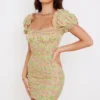 Tanaya Vintage blomstret minikjole med puffermmer