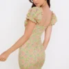Tanaya Vintage blomstret minikjole med puffermmer