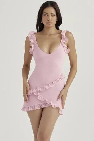 Tania Pink Quartz Ruffle Mini Kjoler