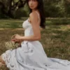 Tatiana Bluebell Lace + Cotton Broderie Anglais Midi Sommerkjoler