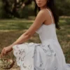 Tatiana Bluebell Lace + Cotton Broderie Anglais Midi Sommerkjoler