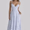 Tatiana Bluebell Lace + Cotton Broderie Anglais Midi Sommerkjoler