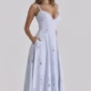 Tatiana Bluebell Lace + Cotton Broderie Anglais Midi Sommerkjoler