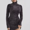 Taya Charcoal Chenille minikjole