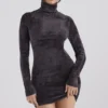 Taya Charcoal Chenille minikjole