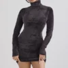 Taya Charcoal Chenille minikjole