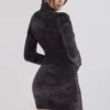 Taya Charcoal Chenille minikjole