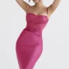 Teia Hot Pink drapert korsetter-midikjole