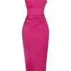 Teia Hot Pink drapert korsetter-midikjole