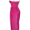 Teia Hot Pink drapert korsetter-midikjole