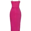 Teia Hot Pink drapert korsetter-midikjole