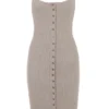 Teva beige kashmirstrikket midikjole