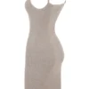 Teva beige kashmirstrikket midikjole