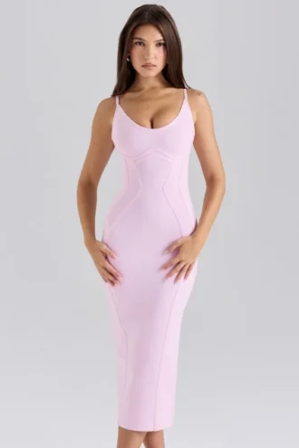 The Hourglass Baby Pink Midi Bandage Kjol