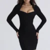 The Naomi svart langermet bandage-minikjole
