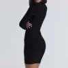The Naomi svart langermet bandage-minikjole