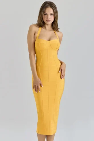 The Sculpt Orange Sherbet Midi Bandage Kjoler