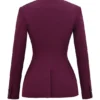 Theodora vinrød blazer med dyp V-hals