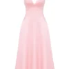 Tiffany Parisian Pink Satin A-Line Midi-kjoler