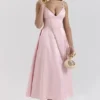 Tiffany Parisian Pink Satin A-Line Midi-kjoler